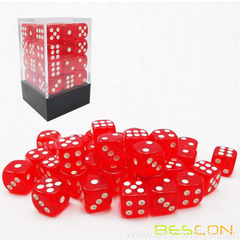 Pipped 12mm Small Card Game Dice Translucent Red 2